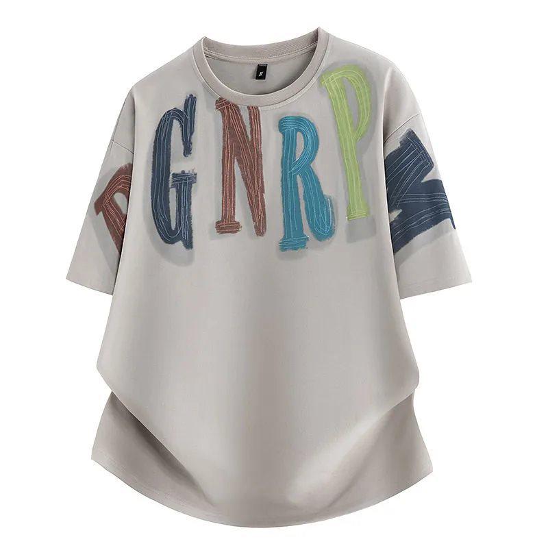 

2026 Men s Casual Summer Letter Print Round Neck T-shirt M