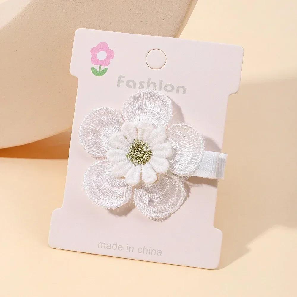 1/2/5 set Ins Daisy Flower Hair Clips Baby Girl Hairpins for Kids Lace White Barette Princess Hooks Infant Accessories Korean