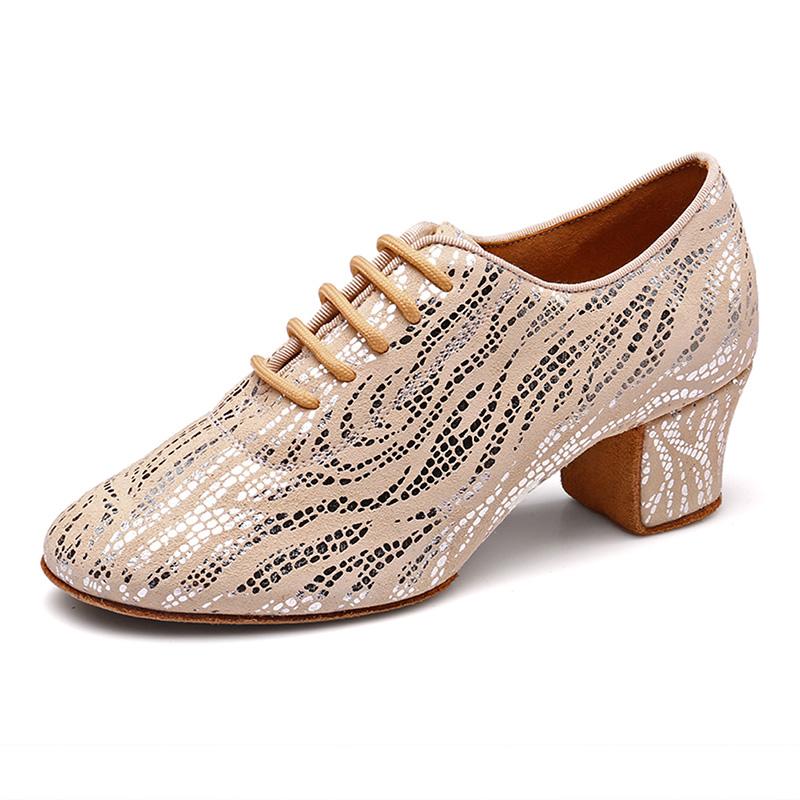 Moderne Jazz-Tanzschuhe aus Wildleder für Damen und Mädchen, glänzende Tanzschuhe für Lehrer, Übungstanzschuhe, rutschfest, mittlerer Absatz, 5 cm