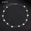 Irregular dumb love string necklace, dumb gold and silver plated two-color splicing women's high-end neck chain