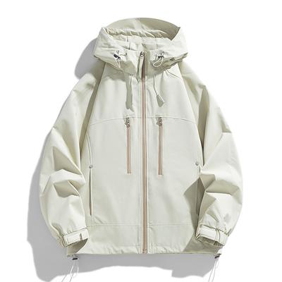 Giacca Casual Uomo e Donna Primavera e Autunno Outdoor con Cappuccio Impermeabile Larga Versatile Giacca Top Coat per Coppia Uomo