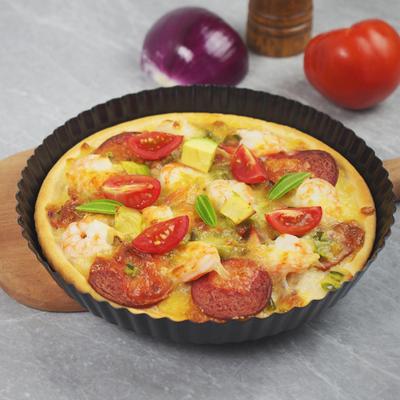 Prato de pizza antiaderente, assadeira para pizza, prato para bolo, torta, assadeira para torta, tábua para girar com furo, assadeira para panquecas, aço carbono