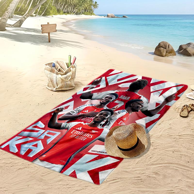Asciugamano da Spiaggia Stampato Bukayo Saka Asciugamano Morbido ad Asciugatura Rapida Coperta da Spiaggia Rettangolare Grande Portatile per Viaggi Piscina