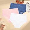 3PCS/Set Floral Embroidery Lace Panties Women's Plus Size Underwear Sexy Hollow Solid Briefs Girls Mid-Rise Temptation Lingerie