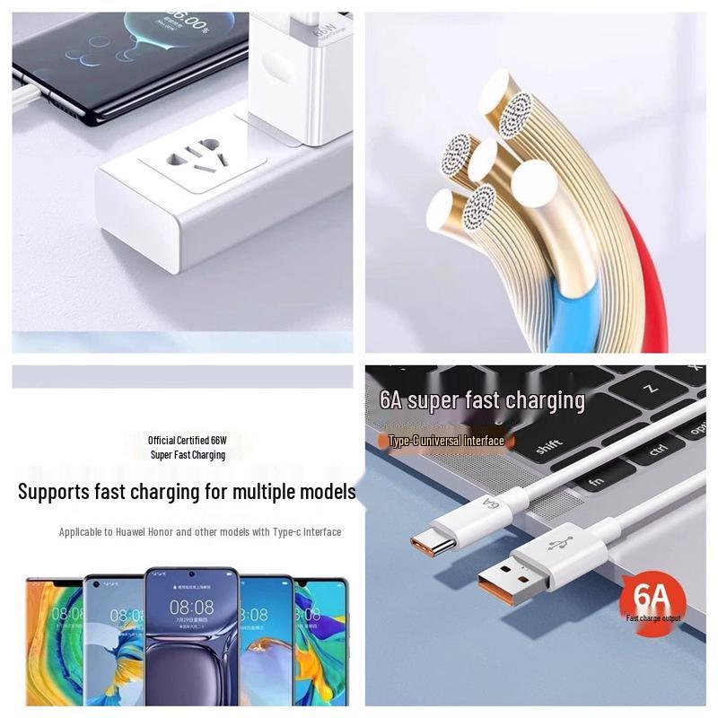 120W Fast Charger & 6A Data Cable for Huawei Mate 50/60 & Honor Phones Universal 66W Compatible.