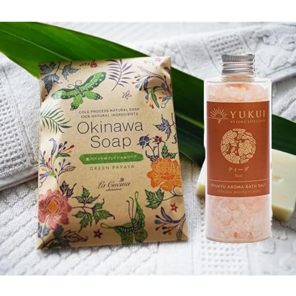 Green Papaya Facial Soap Ryukyu Aroma Bath Salt Taiyo (Bingata) + (Tida)