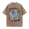 Yu-Gi-Oh! White Dragon T-shirt Summer Short Sleeve Oversized Tee Shirt Vintage Washed Cotton Tops Clothing