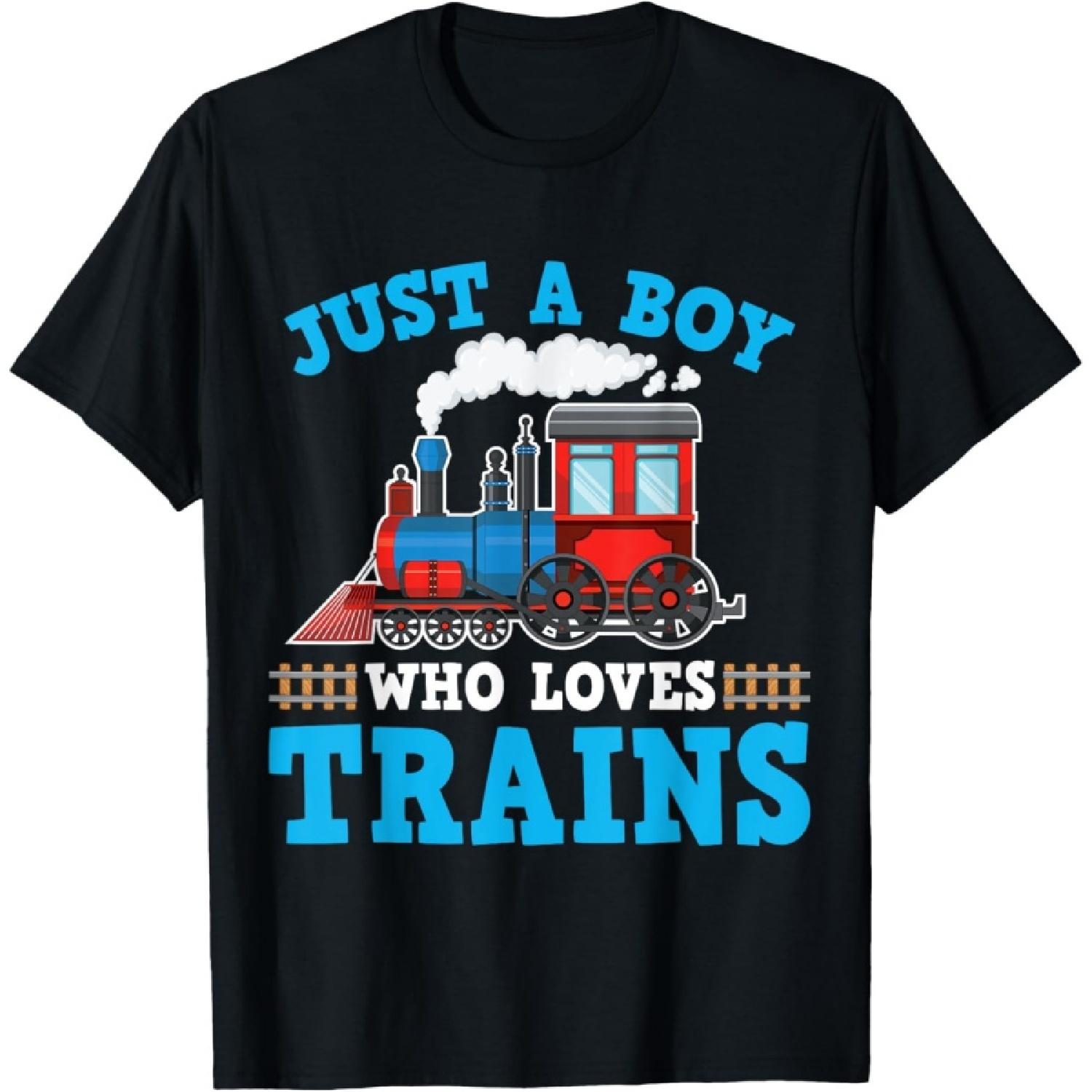 Train Birthday Just A Boy Who Loves Trains Toddler Kids T-Shirt S