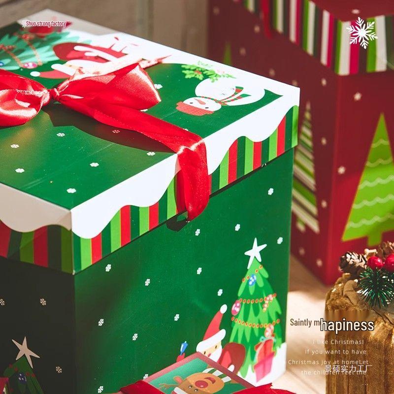 Santa Claus Figurine Christmas Eve Gift Box for Window Decor