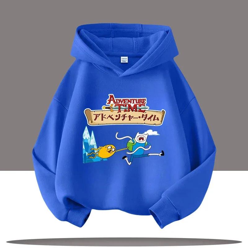 2025 Nová mikina Adventure Time pro děti s potiskem postaviček z kresleného seriálu Dětské sportovní oblečení pro dívky Ležérní top Podzimní/Zimní oblečení