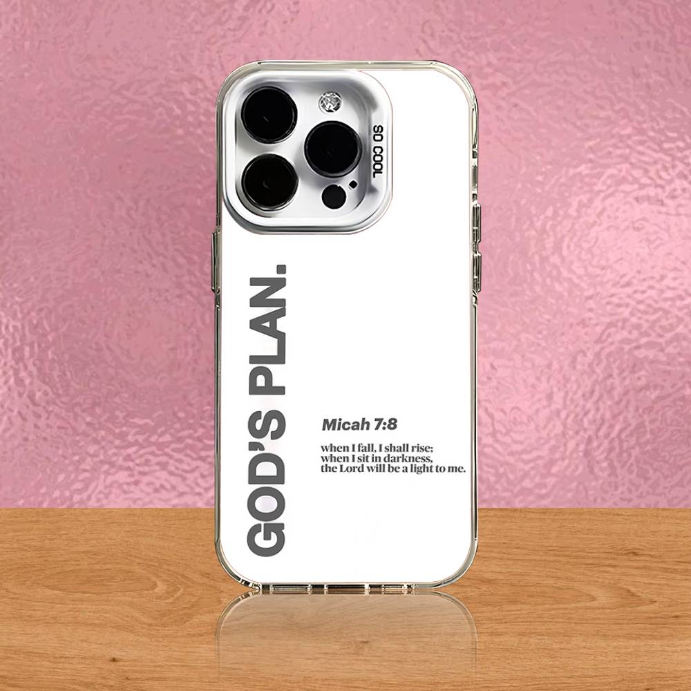 Gods Plan Jesus Bible Verse Phone Case For iPhone 16,15,14,13,12,11,Pro,Max,Plus,Mini,SE Black White Matte Shockproof Cover