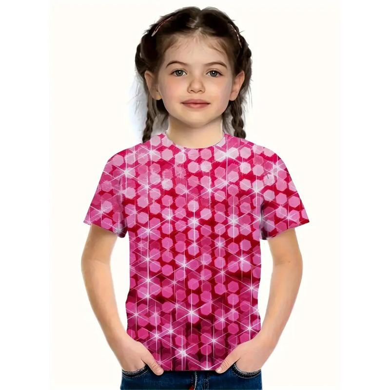 2025 Casual Flower 3d Print Fashion Funny Girls' T-Shirts Summer Short Sleeved Casual T-Shirts Tops Tee