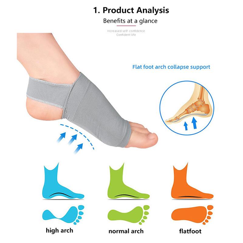 1Pair Arch Support Insoles Plantar Fasciitis Heel Spurs Strap Foot Care Flatfeet