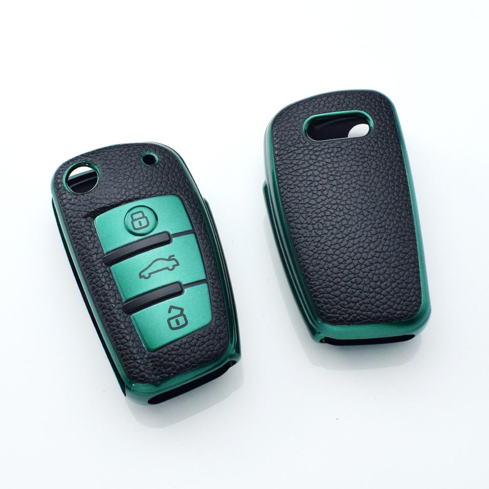 TPU Leder Auto Klappschlüssel Etui Hülle Schale Für A6 A6L C5 C6 Q3 Q5 Q7 S5 S7 RS3 TT A3 A4 A4L B5 B6 B7 B8 B9 A5 Zubehör