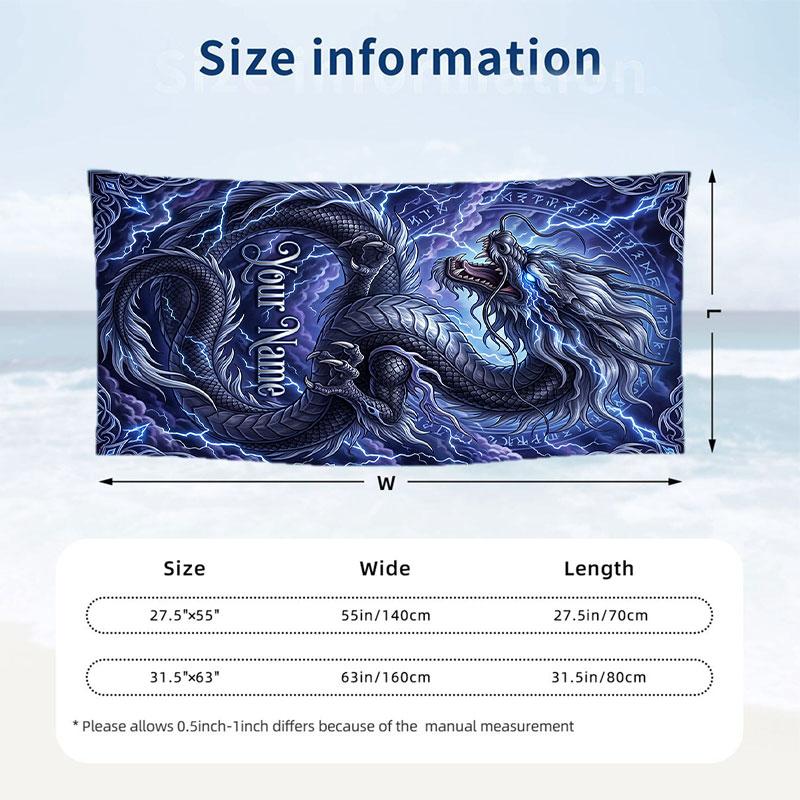 Dragon Phoenix Theme Beach Towel Personalized Custom Name & Text Soft Quick Dry Beach Towel for Swimming Travel