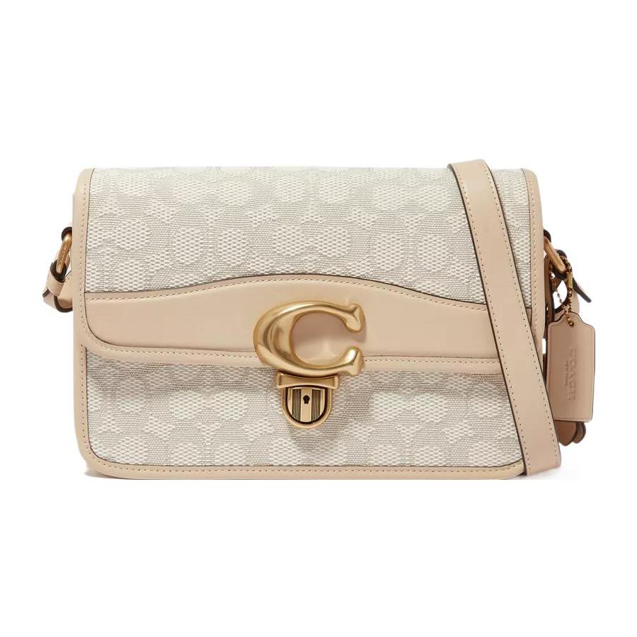 New COACH Studio Cow Leather With Textile Envelope Bag Shoulder Bags Women's Ivory White CJ253-B4UDK