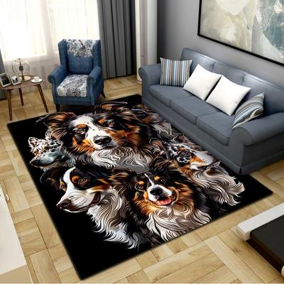 Border Collie Carpet Rug for Living Room Bedroom Home Sofa Decoration,Kids Play Non-slip Floor Mat