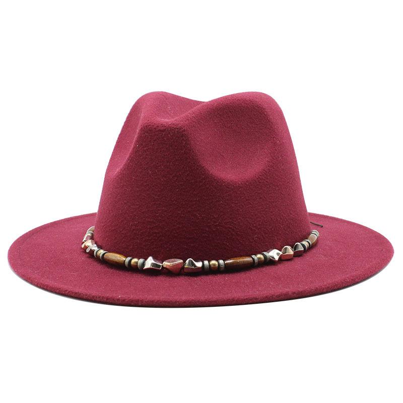 Wish Woolen Beaded Top Hat 60Cm Head Circumference Flat Eaves Big Eaves Jazz Hat