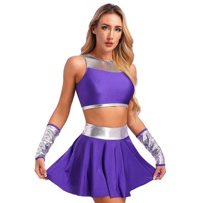 Costume de Cosplay d'halloween pour femmes, tenue Starfire, ensemble uniforme violet, jupe supérieure avec gants