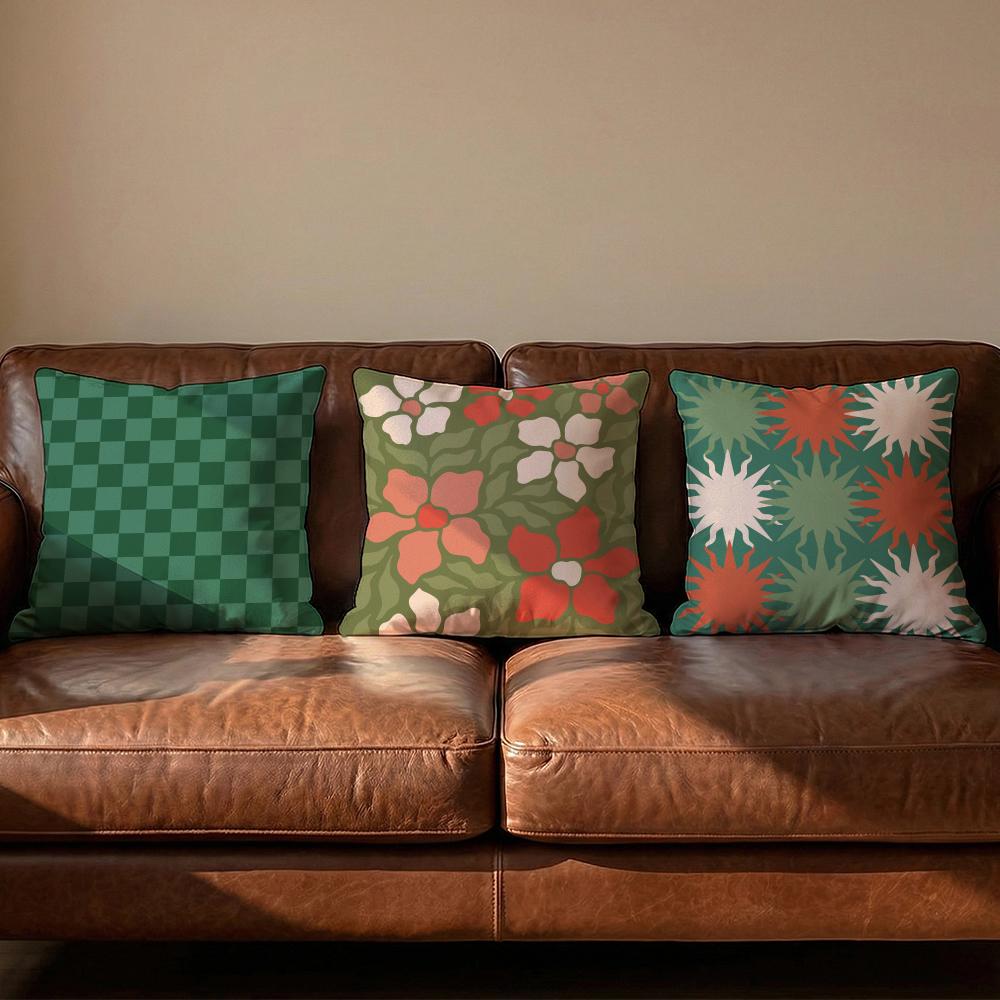 Bohemia Green Cushion Cover Soft Reversible Durable Pillow Cover MultiScene Use for Home Car Daily Comfort