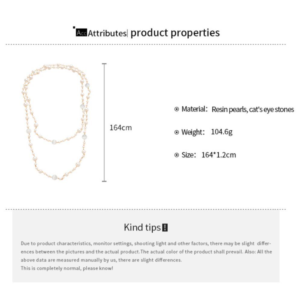 Layered Pearl Necklace Simulated Pearl Sweater Necklace Fashion Bead Necklace  Lady Wear