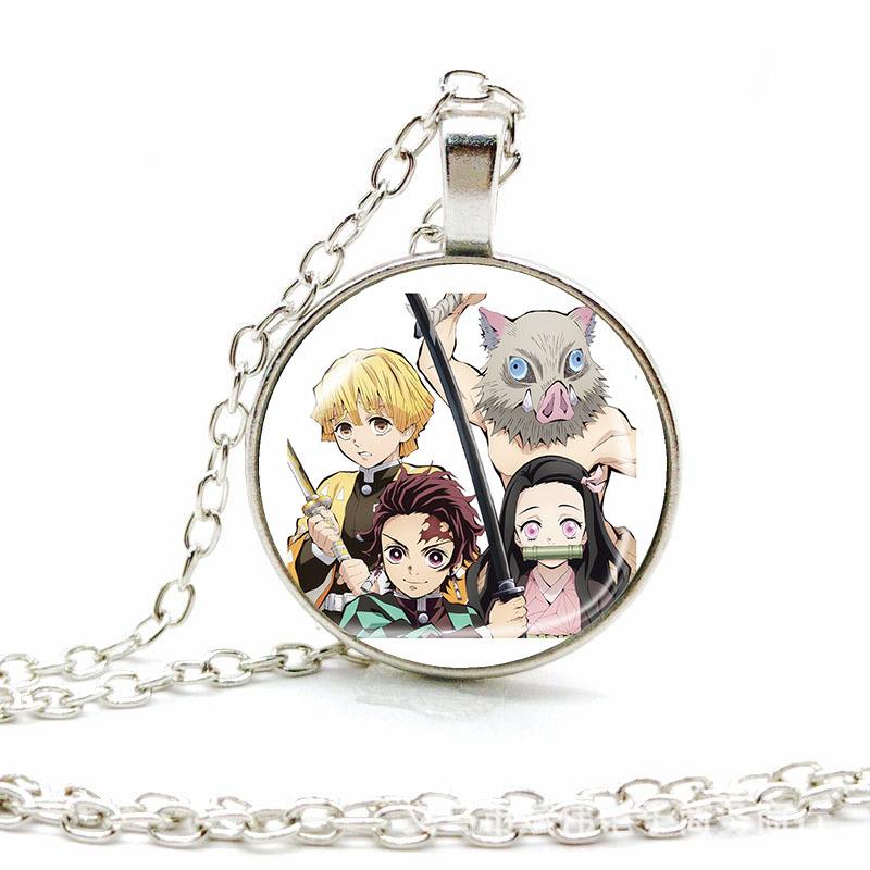 Anime Accessories Time Gem Necklace Alloy Glass Pendant Sweater Chain  European American Jewelry Fashion For Kids