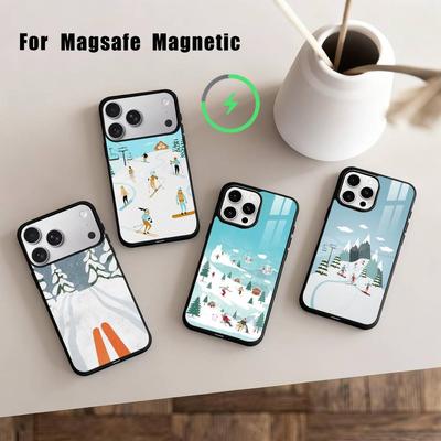 S-Ski S-Neige Snowboard Ski Art Coque de Téléphone Pour iPhone17,16,15,14,13,12,11 Plus,Pro Max Magnétique Pour Magsafe Chargement Sans Fil