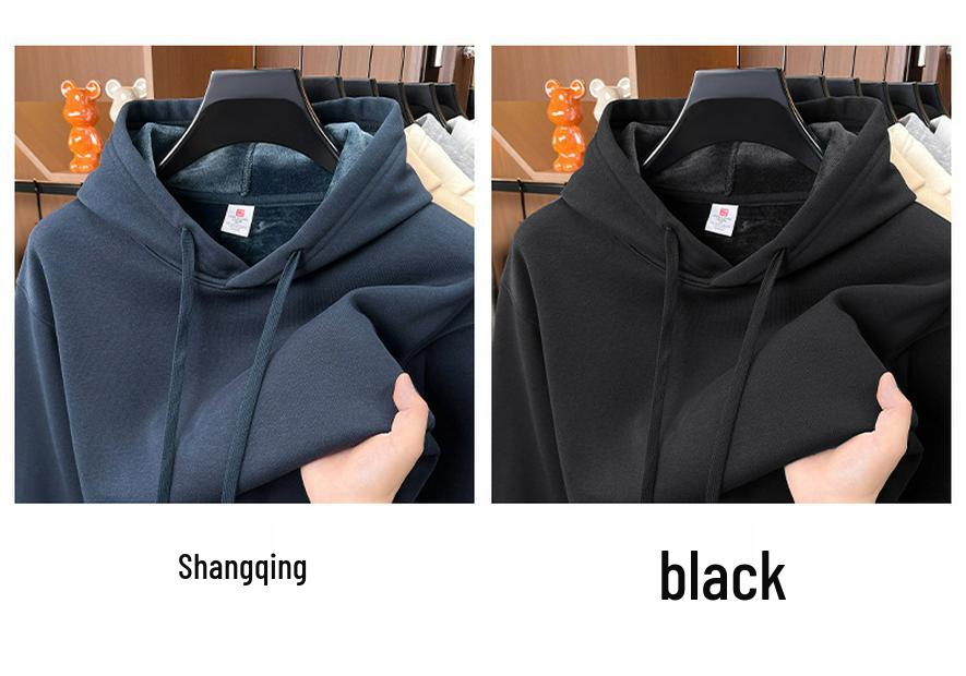 Autumn/Winter Fashion Trend Solid Color Hooded Pullover Sweatshirt with Patch Pocket and Custom Logo.