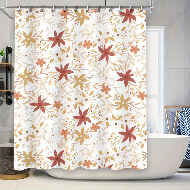 

Floral Print Shower Curtain Autumn Colors Room Decor W60H190(CM)-1 Pcs