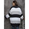 Women S Plus Size Striped V Neck Long Sleeve Knit Cardigan Coat