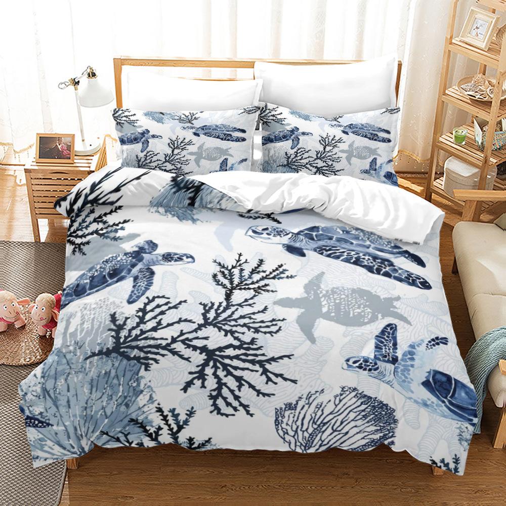 Colorful Undersea World Bedding Set with Pillowcase 3pcs Soft Comfortable Duvet Cover Set King Queen Twin Single Size Kid Adult