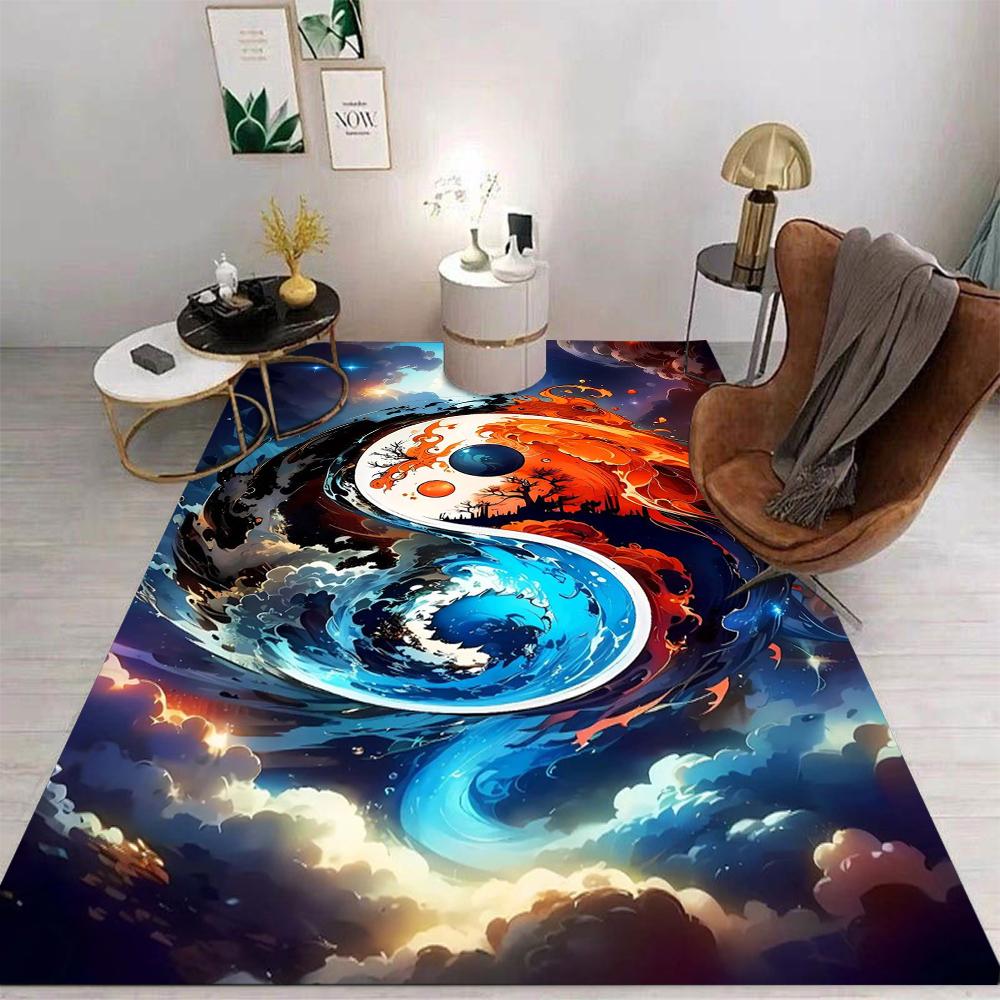 Chinese Style Pattern Floor Mat Various Styles With Clouds Yin Yang Red Crowned Cranes Koi Fish Scenes Rug For Home Decor