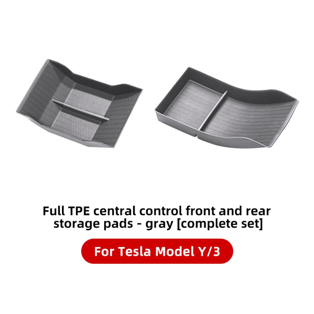 

YZ Полный TPE Бокс для хранения центральной консоли для Tesla Model 3 Model Y Подлокотник центральной консоли Передний Задний Органайзер Бокс для хранения Чехол серый