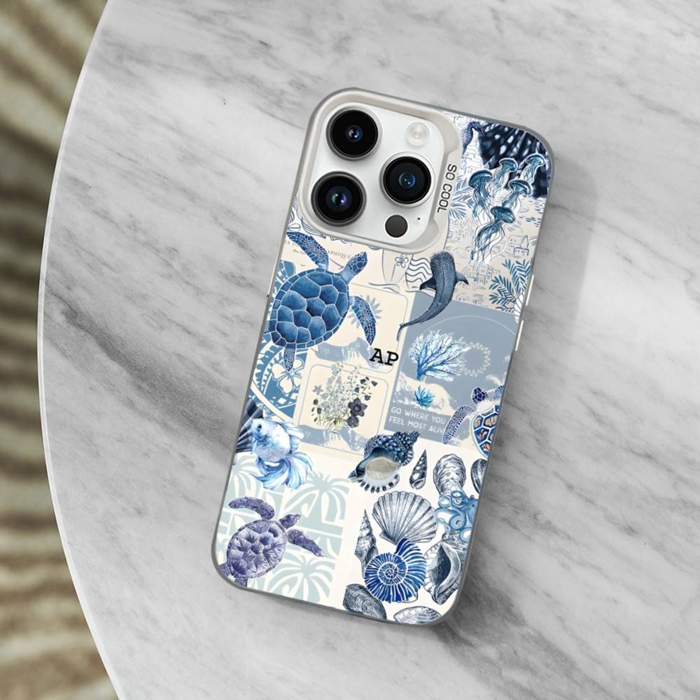Sea Ocean Shark Art Phone Case For iPhone 13,15,14,16,12,11,Mini,MAXXS,Pro,SE, White Matte Shockproof Cover