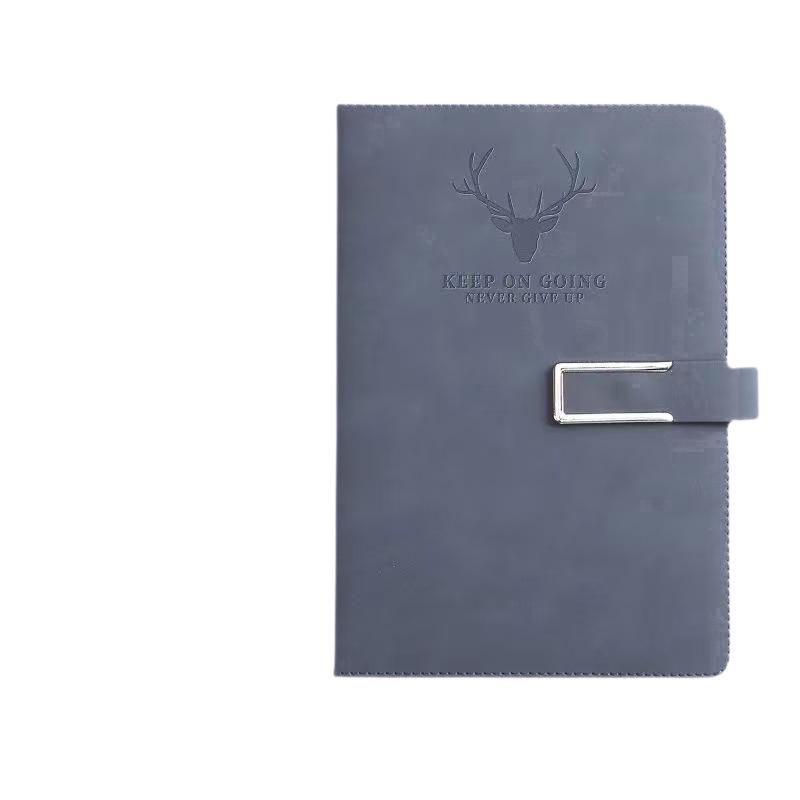 A5 Thickened Soft Leather Notebook with Deer Head Buckle – Elegant Business & Study Journal.