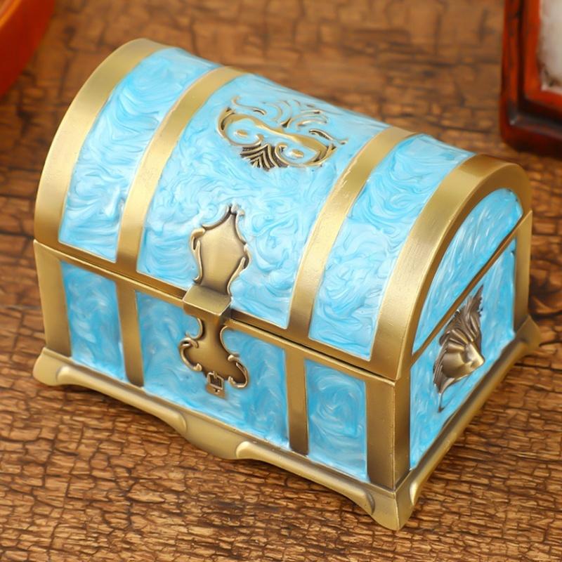 Retro Bracelet Storage Box Jewelry Organizer,European Style Enamel Alloy Necklace Ring Storage Jar Dresser Display Couple Gifts