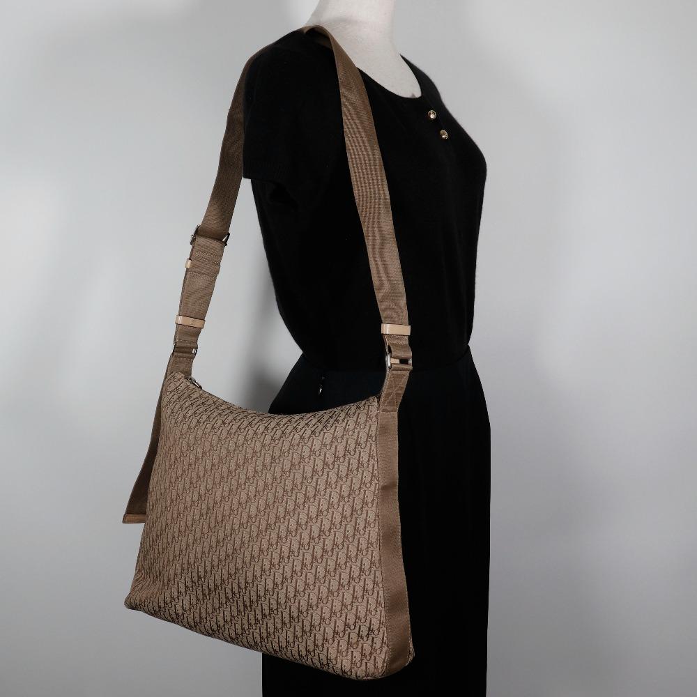 Dior Trotter Shoulder Bag 07RU 0064 Hobo Bag Beige Canvas Unisex Used