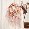 Stiksel Kleur Katoen Voile Hijab Dames Bloemenprint Sjaal Dunne Zachte Viscose Sjaal Moslim Kleurovergang Foulard Turban Zakdoek