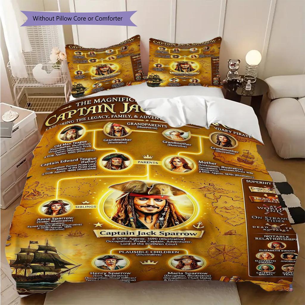 Jack Sparrow'S Adventure Pirate'S Life Bedding 1 Duvet Cover 2 Pillowcase Without Core Christmas Birthday Gift Duvet Cover And Pillowcase