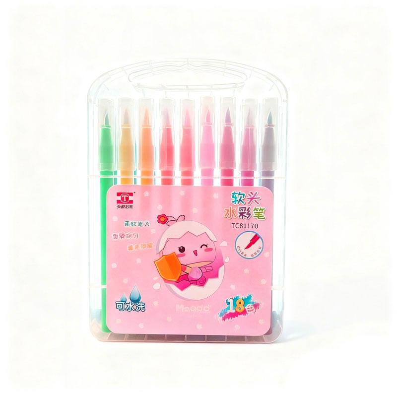 18 Colors Watercolor Pens Soft Tipped Watercolor Pen Art Painting Marker Pen Washable Watercolor Pens Stationery School Supplies