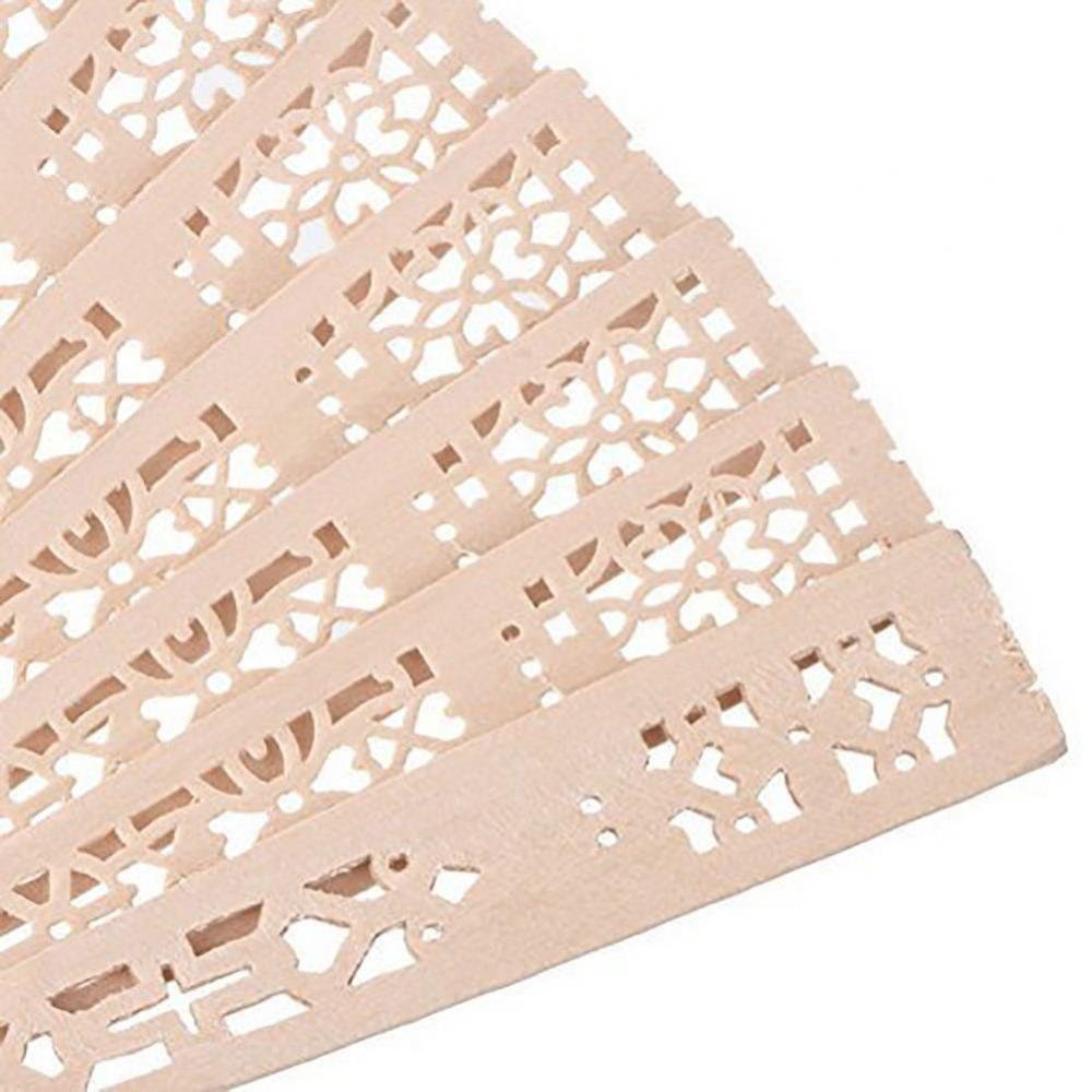 Hollow Wood Carving Fan Chinese Hand-held Carving Folding Fan Wedding Birthday Party Gift Room Handicraft Ornaments Decoration