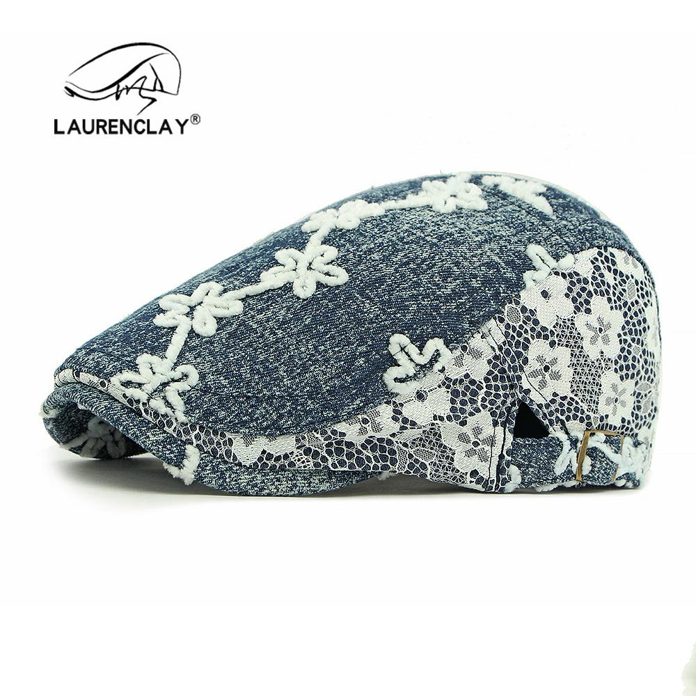 Personalized Jacquard Hat Female British Vintage Beret Casual Washed Cowboy Hat Cap Forward Hat