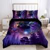 Wolf Sternenhimmel Wald Bedrucktes Bettbezug-Set Bettwäsche-Set für Schlafzimmer Dreiteiliges Set