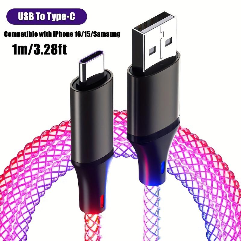 

Type-C/USB to Type-C Fast Charging RGB Breathing Cable for iPhone 16/15 Samsung S23 S22 Xiaomi 14 13Pro K60 A-C