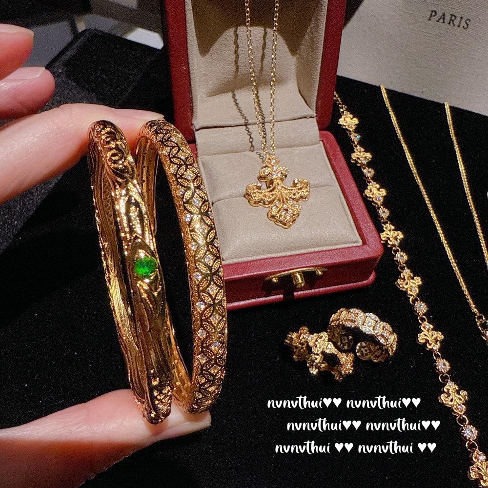 Ancient Gold Chiseled Copper Coin Gemstone Bracelet, New Chinese Style, Plated With 18K Gold, Iris Zircon Bracelet, Qiankun Circle.