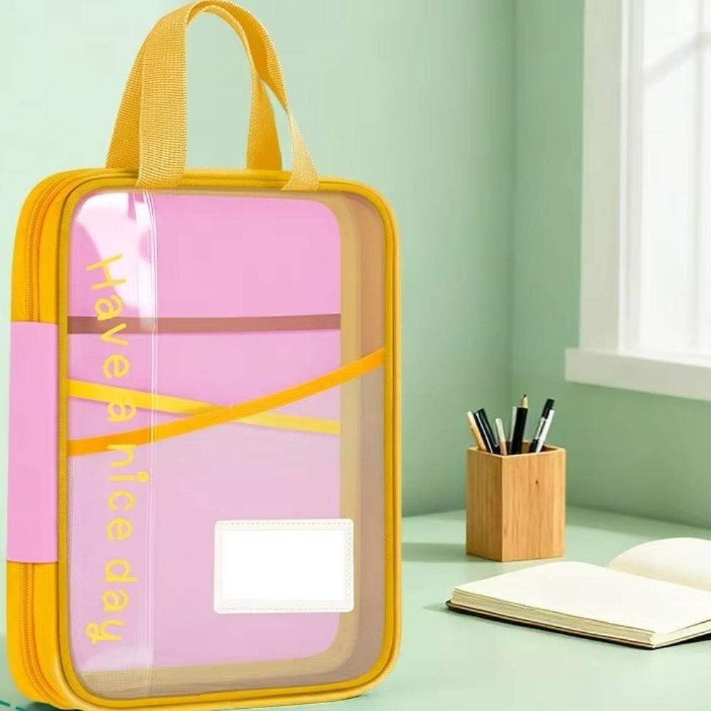 Waterproof File Storage Bag Dopamine Transparent Study Pouch Zipper Document Organizer  School