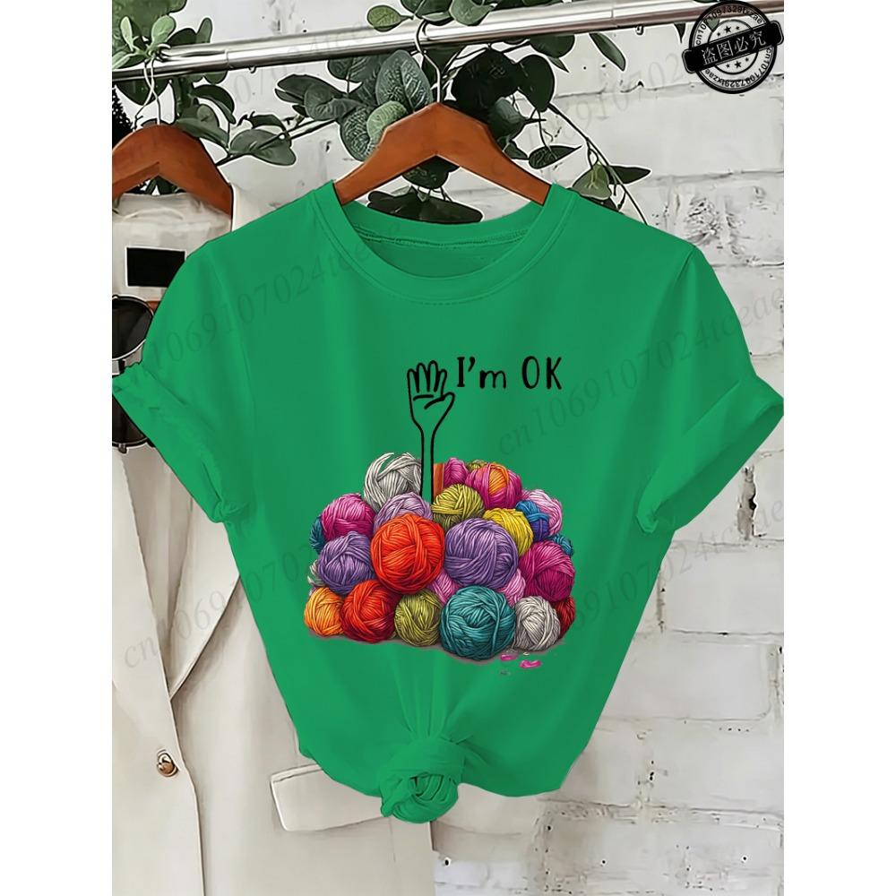 I'm OK Grafik Damen T-Shirts Unisex Lässig O-Ausschnitt Kurzarm T-Shirts Mode Streetwear Herren Damen Tägliche T-Shirt Oberteile
