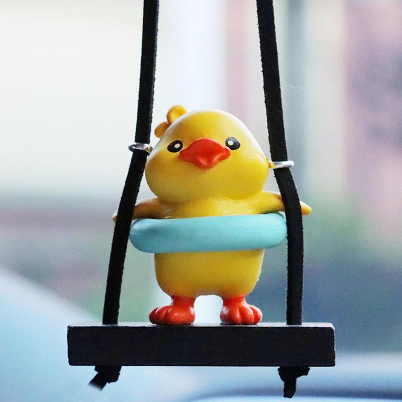 2D Cool Swing Duck Car Pendant Swinging Duck Car Hangings Ornament Cute Car Accessories Funny Raincoat Swinging Duck Car Pendant