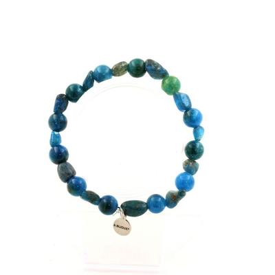Stones and Minerals. Blue Apatite Bracelet from Brazil + 8 Mm Apatite Beads. Made In France.