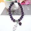 Amethyst Chalcedony Bracelet with Vajra Bell Pendant - Handmade Beaded Jewelry for Women